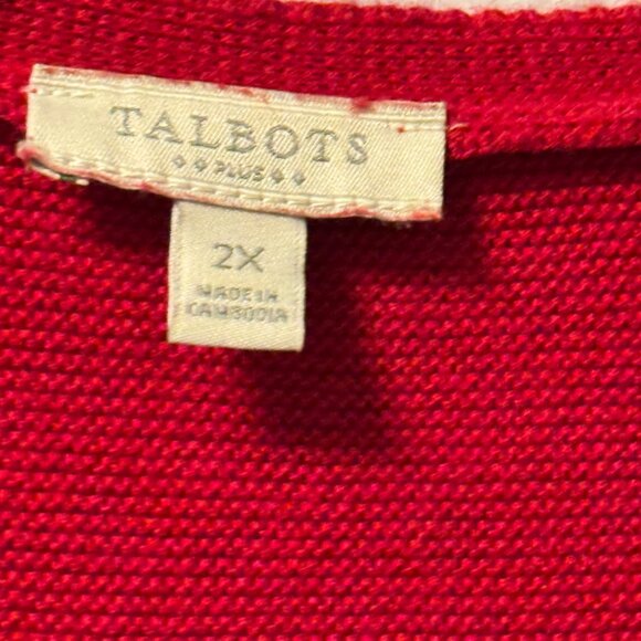 Talbots Womens Open Front Cardigan Sweater Sz 2X Red Cotton Pockets - Picture 12 of 12